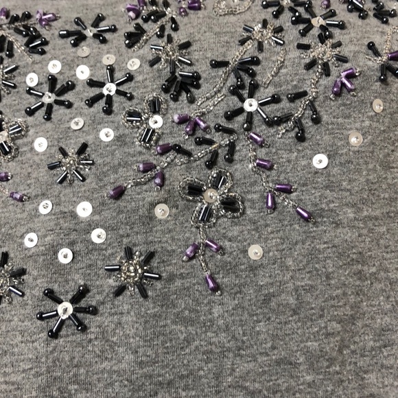 Gray Beaded T-Shirt Size 0X 16W Liz&Me - Picture 5 of 8